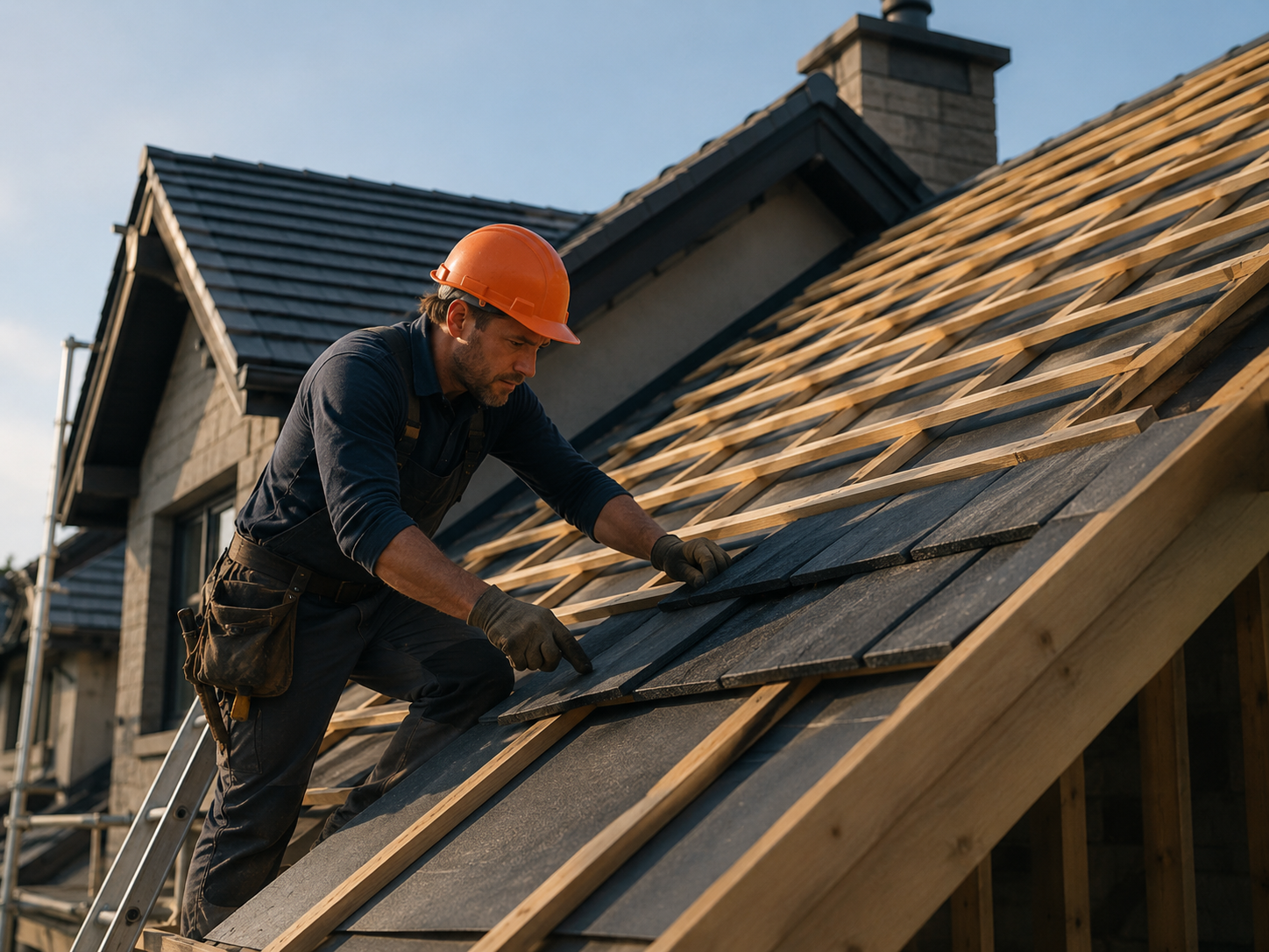 Roofer working on gutter installation in Brisbane